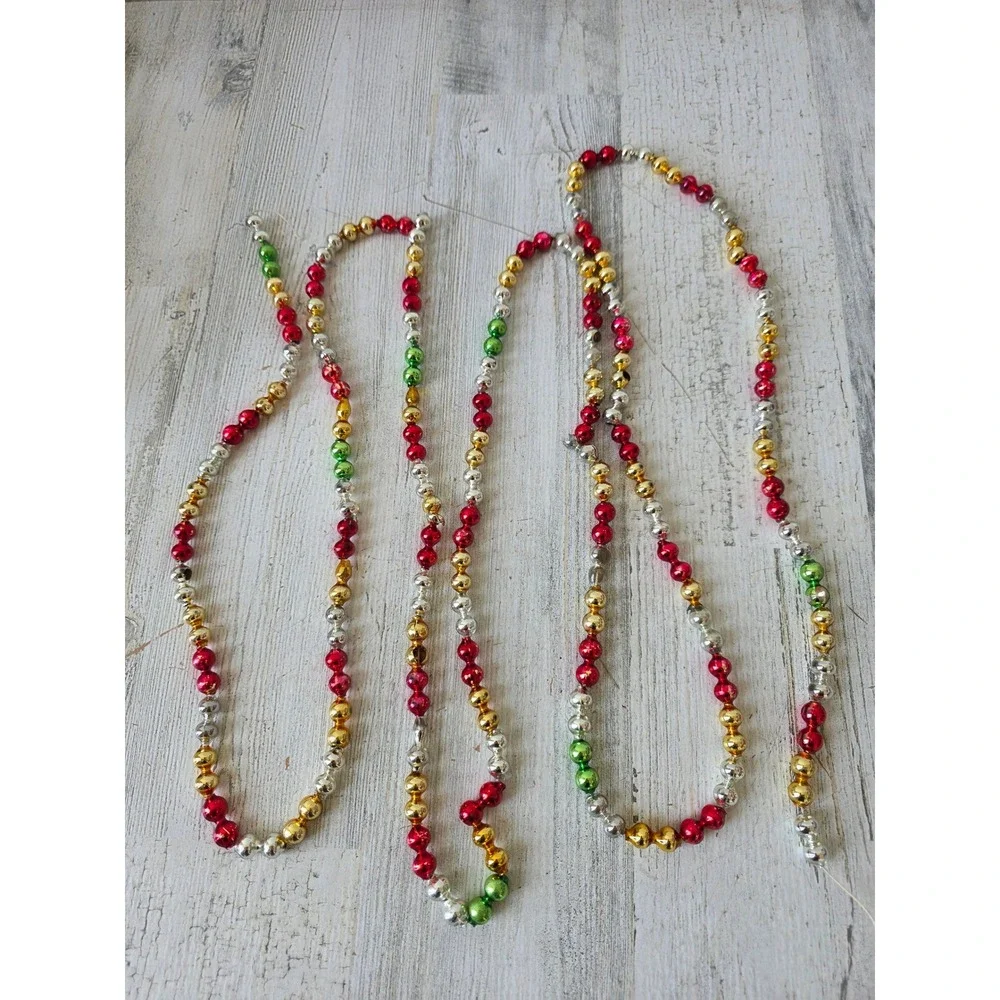 Vintage Mercury rainbow glass 92 inch garland red green yellow silver Xmas